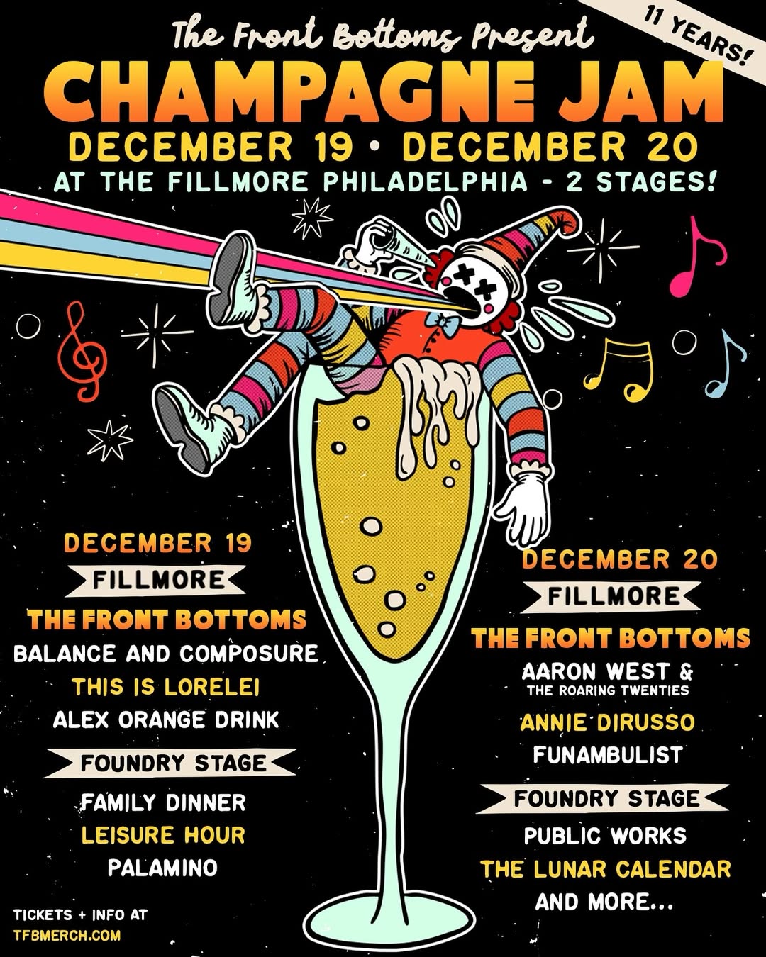 The Front Bottoms 10 Years of Back On Top Tour Poster